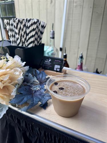 Espresso martini on set up event bar for party in Plymouth Massachusetts