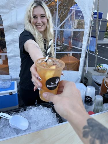 Event bartender serves Fall cocktail a Chamber Event in Hampstead New Hampshire