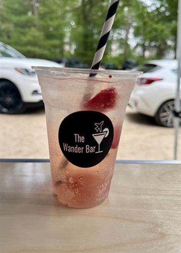 Strawberry Spritz specialty cocktail from The Wander Bar Mobile Bartending Service in Plymouth Massachusetts
