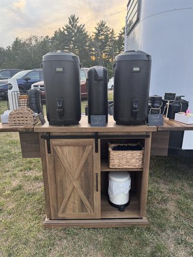 Tea & Coffee Station displayed at bar service at Keene, New Hampshire wedding