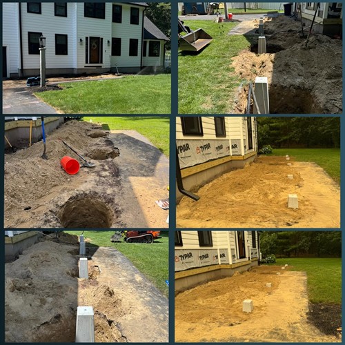 Before & after Footings for a deck