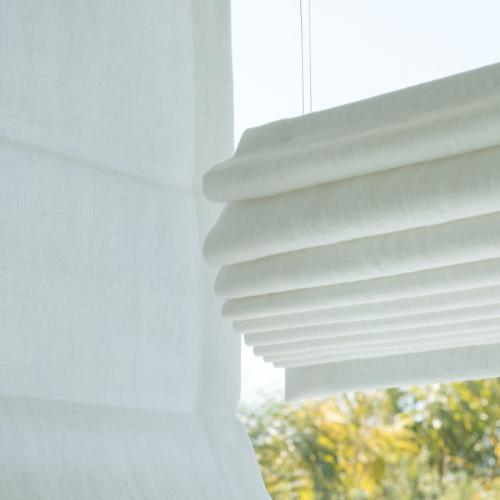 Close up of top down bottom up Roman shade in Monte Snow