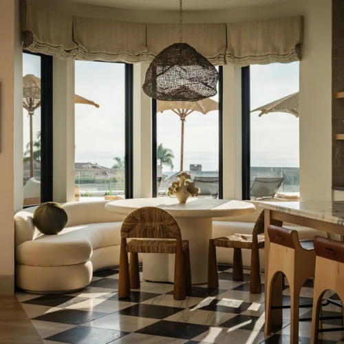 Outside mounted Roman shades in St. Gallen - Stripe on curved wall