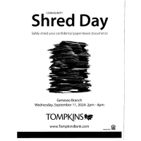 Free Public Paper Shred Day at Tompkins Bank