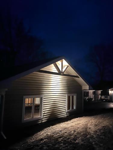 New build garage with stunning true barn beams on Conesus Lake. 