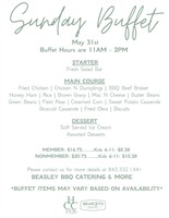 Sunday Buffet 5.31.26