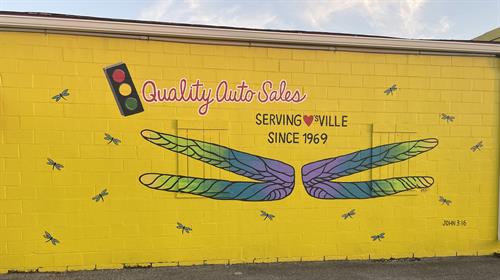 Our new wall mural painted by local artist, Billie Jasmine Powell.
