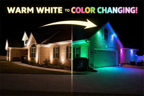Color Changing Outdoor Landscape Lights That can be used has Permanent Holiday / Christmas Lights