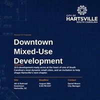 City of Hartsville Seeks Development Partner for Downtown Mixed-Use Opportunity