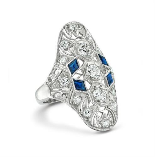 Sapphire and Diamond Deco Ring Sapphire and Diamond Deco Ring