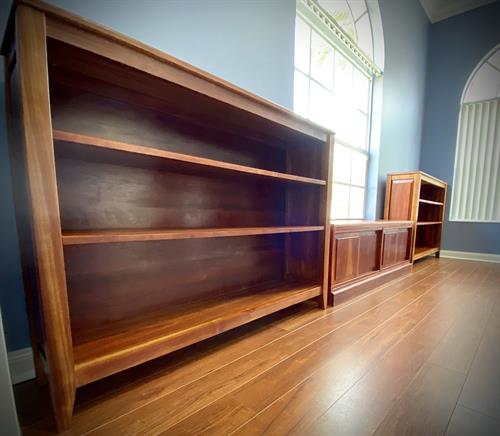 Antique cherry bookshelves and window unit Antique cherry bookshelves and window unit