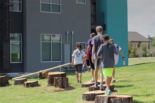 Children heading back to Acton Academy's main campus.