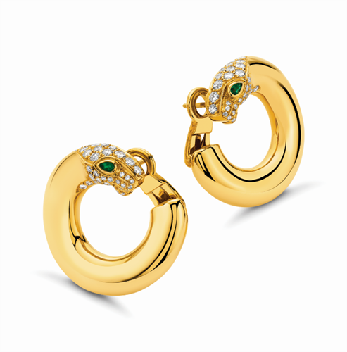 Vintage Cartier Panthere earrings in 18k yellow gold. 