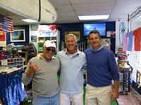 Jimmy Buffett, Rick Wentley and Johnnie-O hanging out at the shop