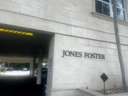 Jones Foster's Palm Beach office is located at 350 Royal Palm Way, Suite 406.