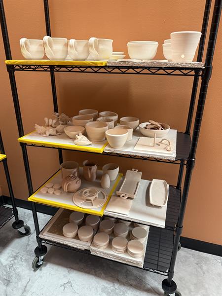 Member work waiting on the kiln Member work waiting on the kiln
