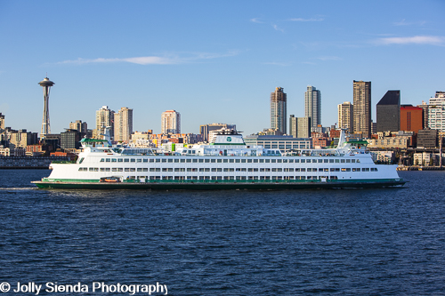 Washington State Ferry and Seattle at Elliott Bay commercial photo