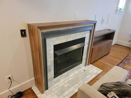 Walnut Mantle Wrap with Cabinet // Nashville, TN (2022)