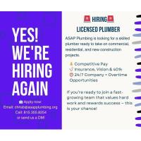 We're Hiring Licensed Plumbers! 