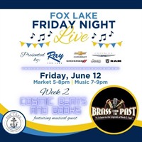 Fox Lake Friday Night Live Week 2 - Cosmic Beats and Books featuring Brass From The Past