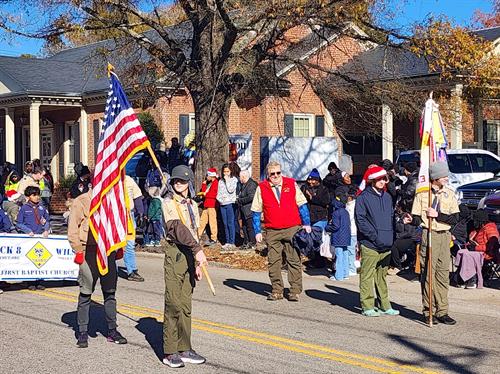 Scouts marching at the Xmas parade