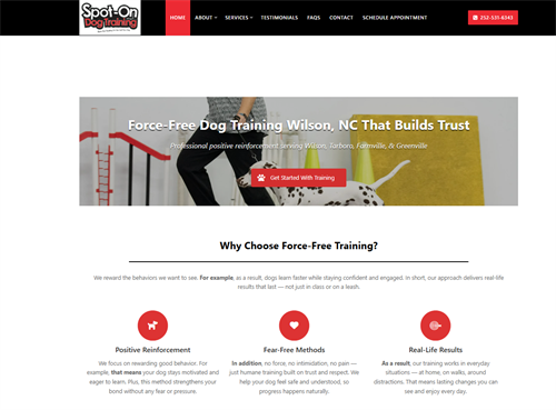 Spot On Dog Training LLC – Professional service business website designed by Kelot Digital