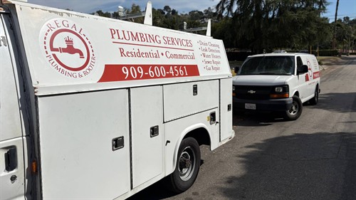 Regal Plumbing & Rooter service vehicle — 24/7 emergency plumbing in Ontario & Rancho Cucamonga CA