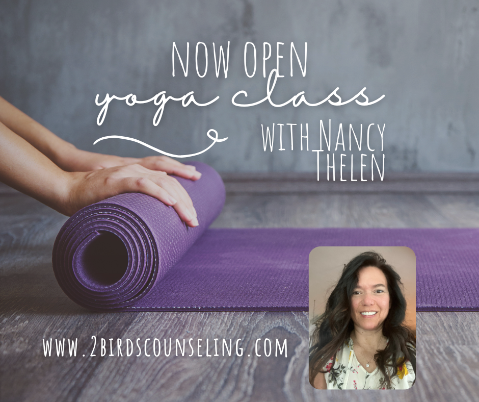 Yoga with Nancy Thelen at 2 Birds Counseling Services Nov 28, 2025