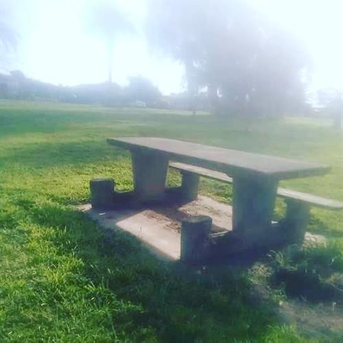 Concrete tabls/ benches thruout park need repaired 