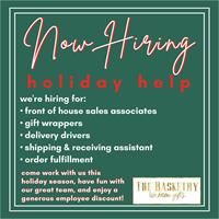 THE BASKETRY is hiring for the Holiday Season