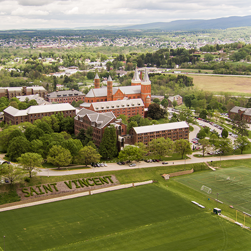 Aeral view with athletic fields Aeral view with athletic fields
