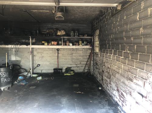 Garage fire before cleaning services