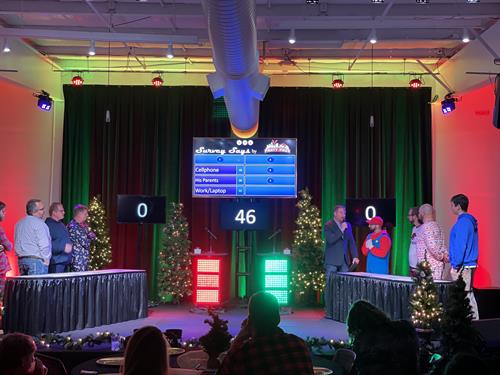 Our "Survey Says" game show, customized forthe Roto Rooter company holiday party in 2022.