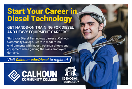 Calhoun Announces New Diesel Technology Training Program to Support Regional Workforce Needs