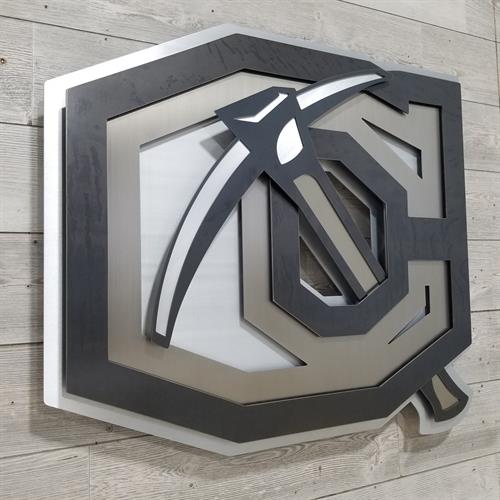 Pick Axe "C" Cameron University logo  |  Alabama Metal Art