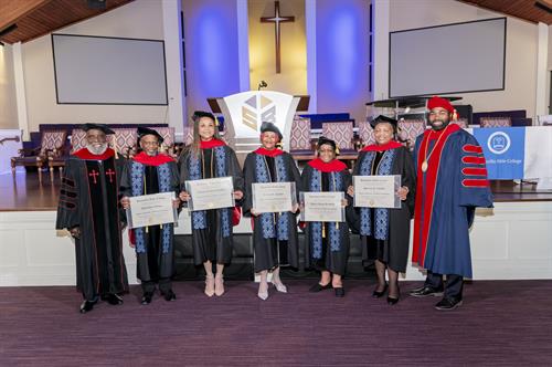 Graduate Students with the Dean and President, Graduation 2024