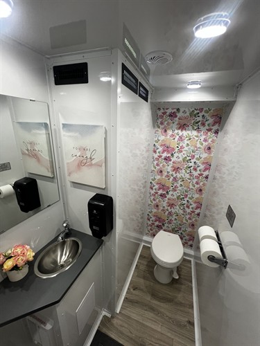 Restrooms clean, bright and are equipped with AC/Heat and fully stocked 