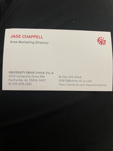 Call our Marketing Director to learn more about how to partner with University Drive Chick-fil-A!