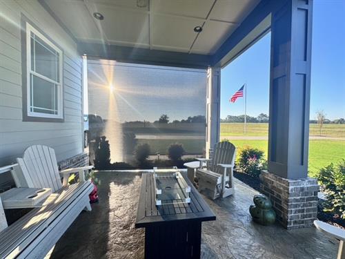 Manual Hand Crank - Inside View of Solar Shades for a Front Patio