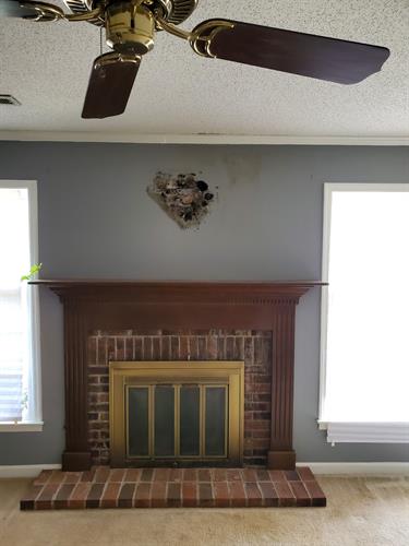 Chimney water leak and mold in this Harvest home.