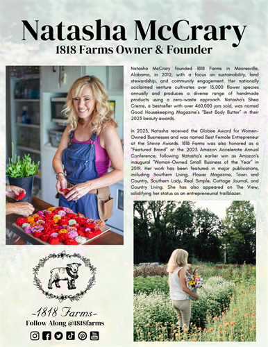 Surrounded by blooms and beauty, it is the thousands of flowers that make 1818 Farms so special. From seed to bouquet, every bloom is grown with care using sustainable practices. Our flowers inspire hands-on workshops that teach the art of flower arranging, gardening, and mindful living, connecting people to the simple joys of nature, one petal at a time.