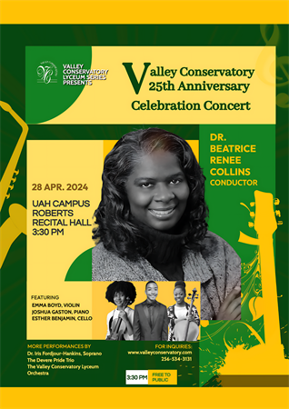 Valley Conservatory Celebrates 25 Years with Free Community Concert on April 28 at UAH