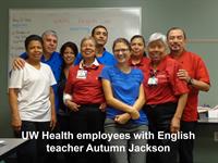 Staff at UW Hospital enjoy their class with Autumn Jackson