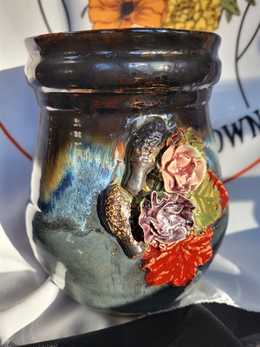 Moody vase with signature ceramic florals