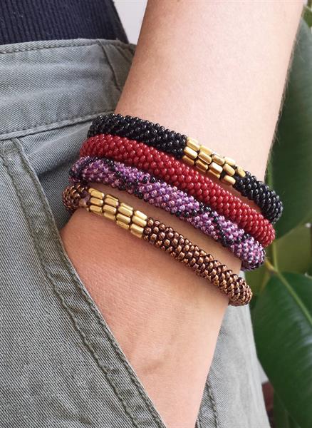Colorful beaded roll-on bracelets.