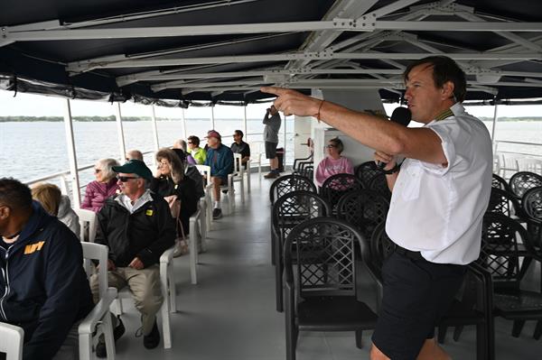 Captain Matt narrating a historical cruise