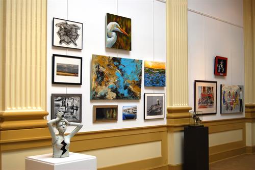The gallery shows at the Bank of the Arts generally change every 1-2 months.