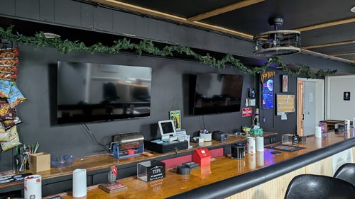 Updated canteen, decorated for holiday season