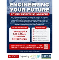 Craven Community College, NC State University to Host 'Engineering Your Future' Event in Havelock Ap