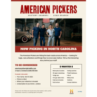 AMERICAN PICKERS to Film in Virginia, North Carolina & South Carolina